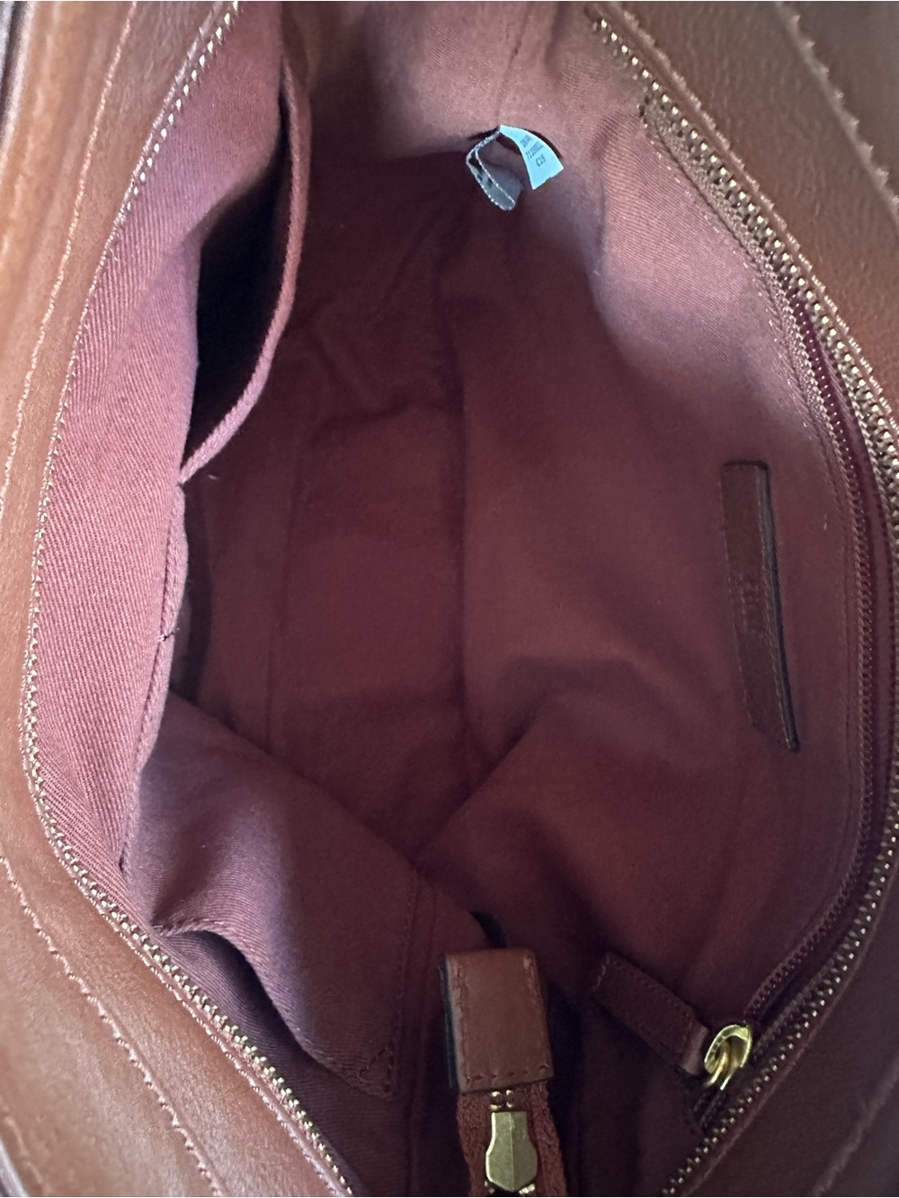 Frye Modern Ring Crossbody Distressed Brown Leather with Brass Ring Accent - Picture 10 of 11